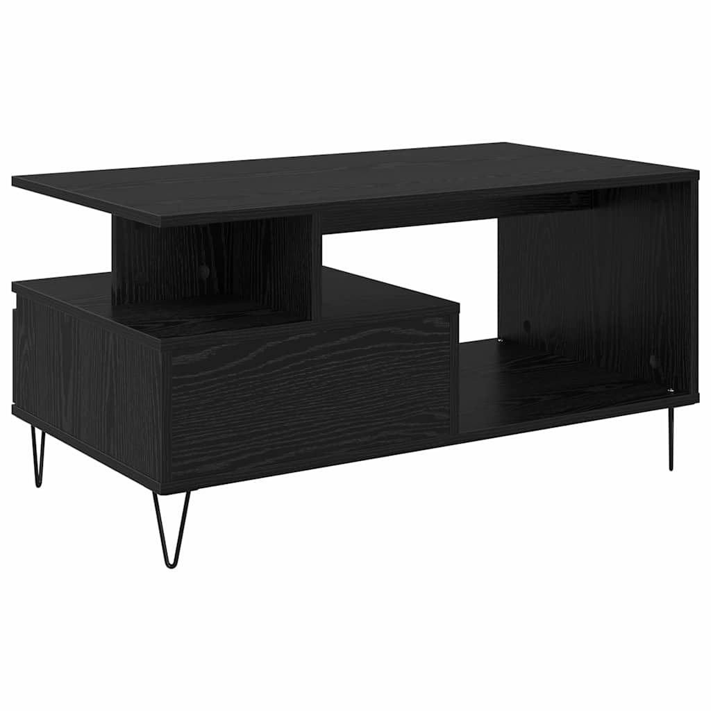Kaffebord med skuff Svart Eik 90 x 49 x 45 cm Konstruert tre