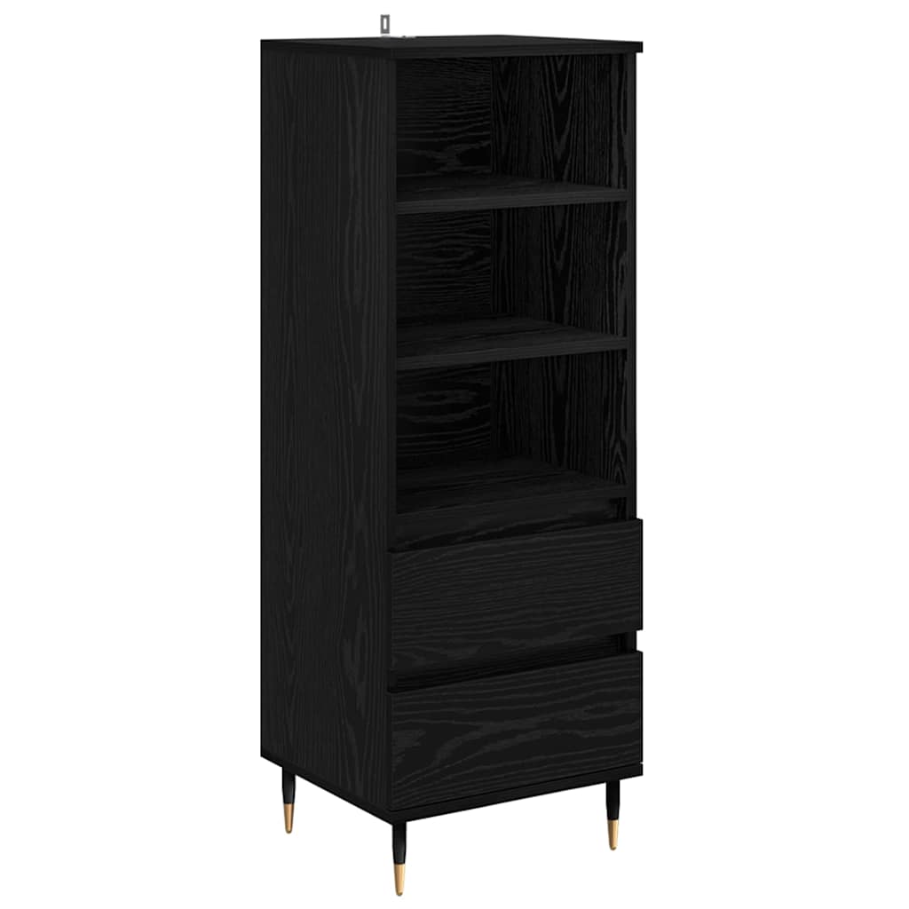Høyskap med skuff Svart Eik 40 x 36 x 110 cm Konstruert tre