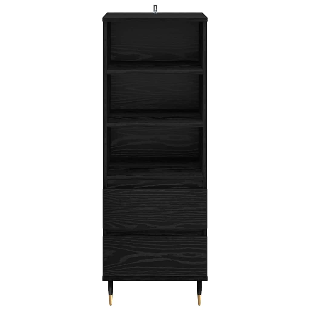 Høyskap med skuff Svart Eik 40 x 36 x 110 cm Konstruert tre