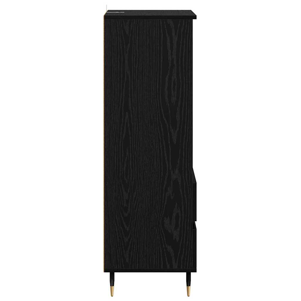 Høyskap med skuff Svart Eik 40 x 36 x 110 cm Konstruert tre