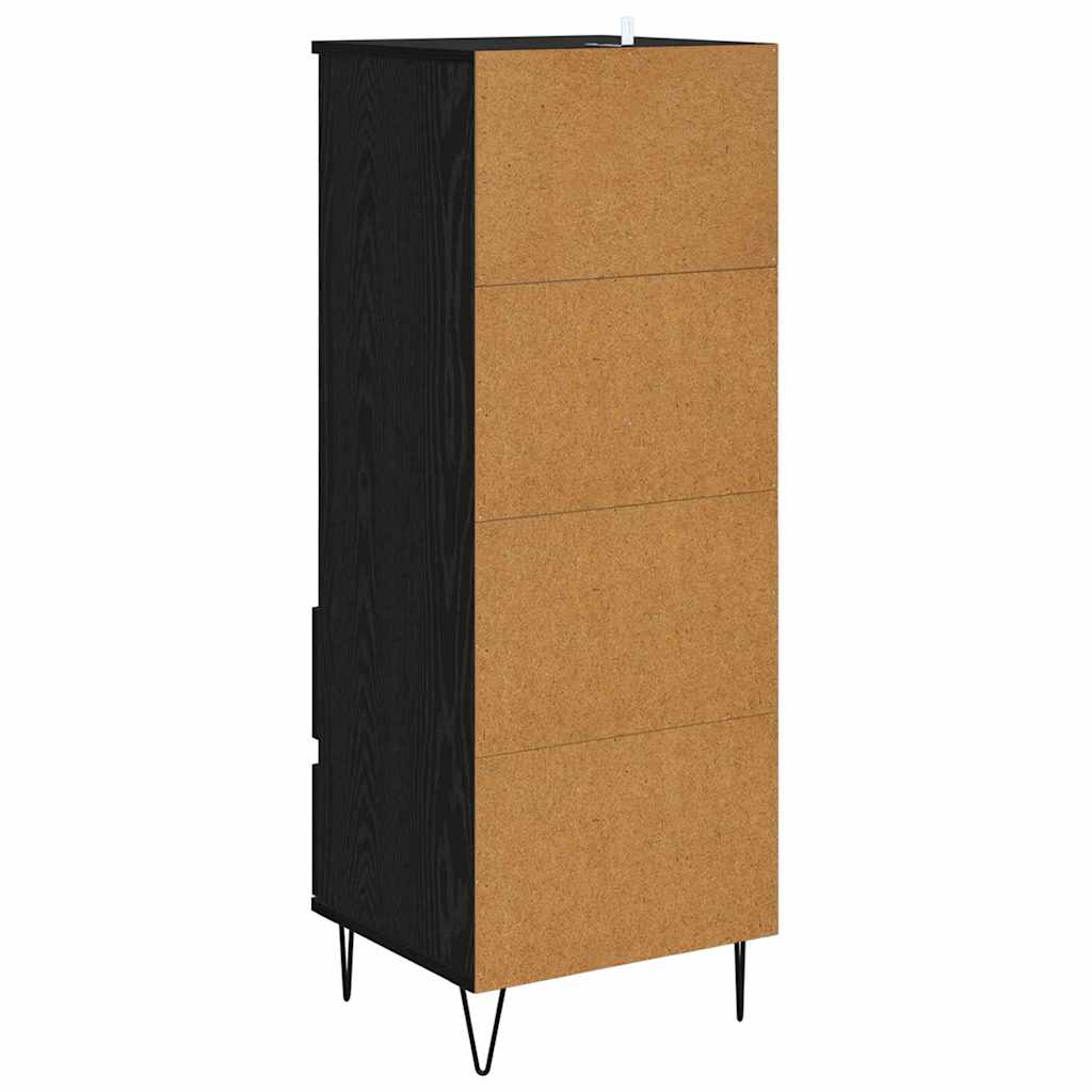Høyskap med skuff Svart Eik 40 x 36 x 110 cm Konstruert tre