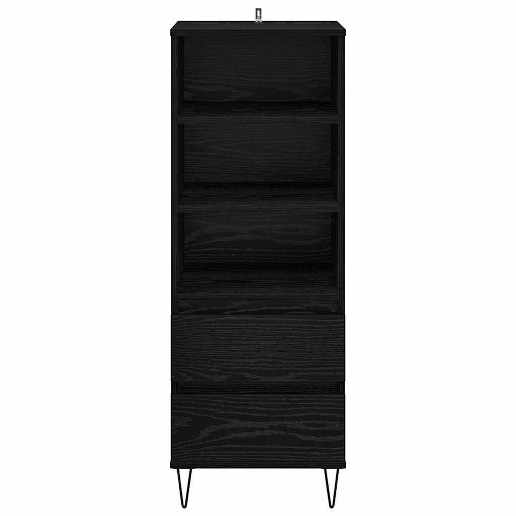 Høyskap med skuff Svart Eik 40 x 36 x 110 cm Konstruert tre