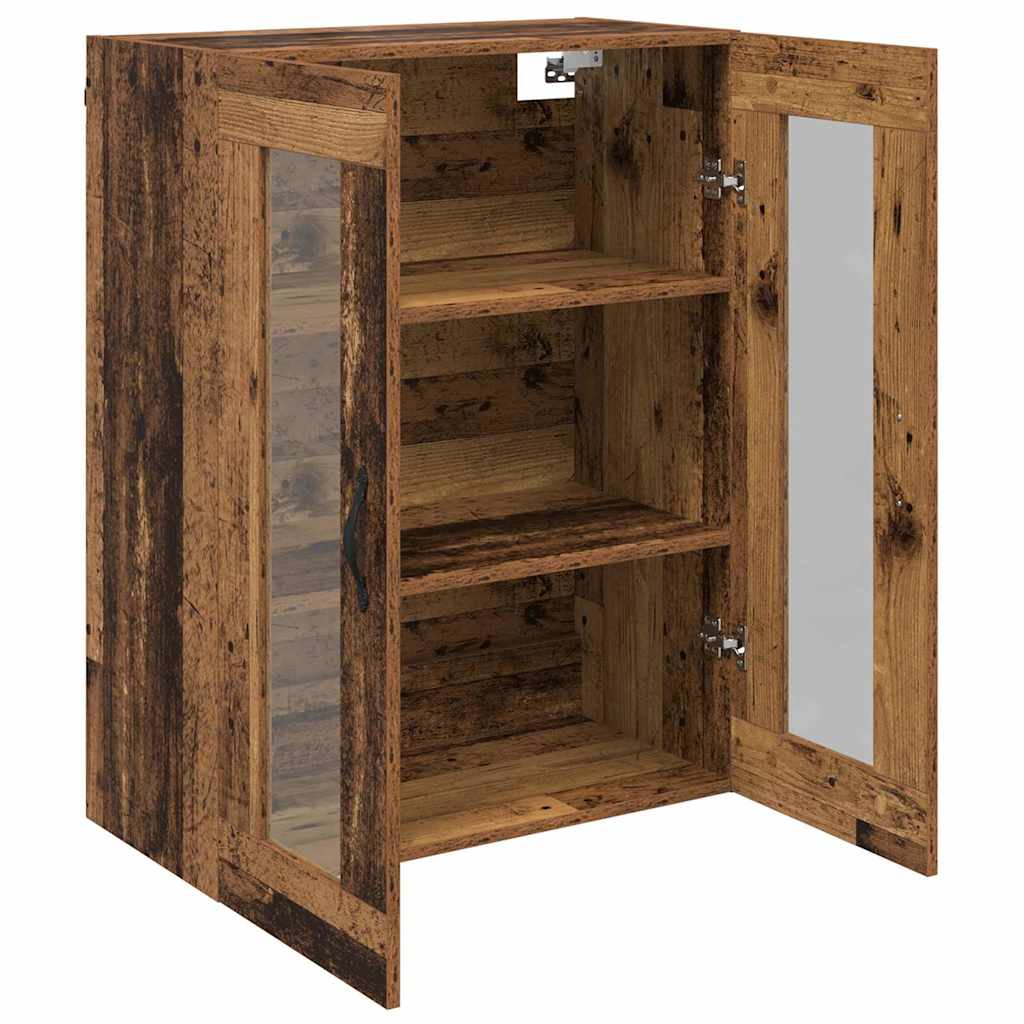Veggskap Gamle tre 69,5 x 34 x 90 cm Sponplater og glass