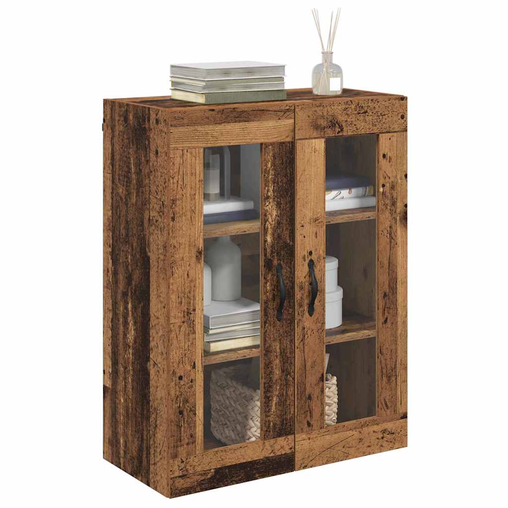 Veggskap Gamle tre 69,5 x 34 x 90 cm Sponplater og glass