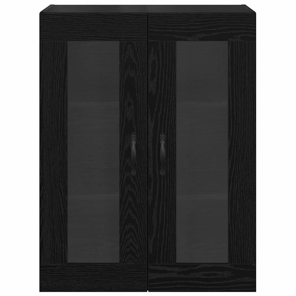 Veggskap Svart Eik 69,5 x 34 x 90 cm Sponplater og glass