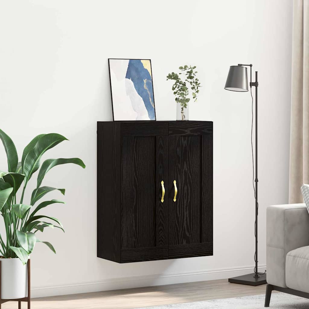 Veggskap Svart Eik 69,5 x 34 x 90 cm Konstruert tre