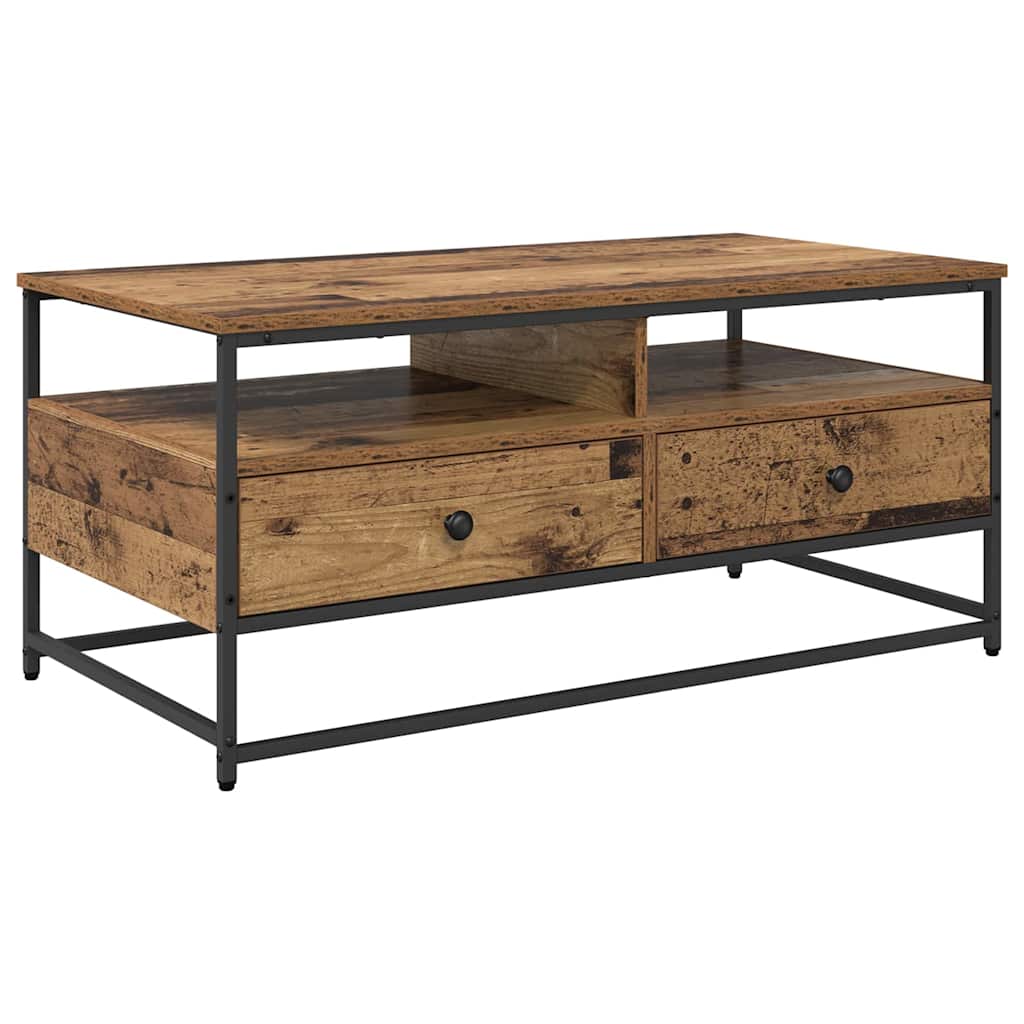 Kaffebord med skuff Gamle tre 100 x 51 x 45 cm Konstruert tre