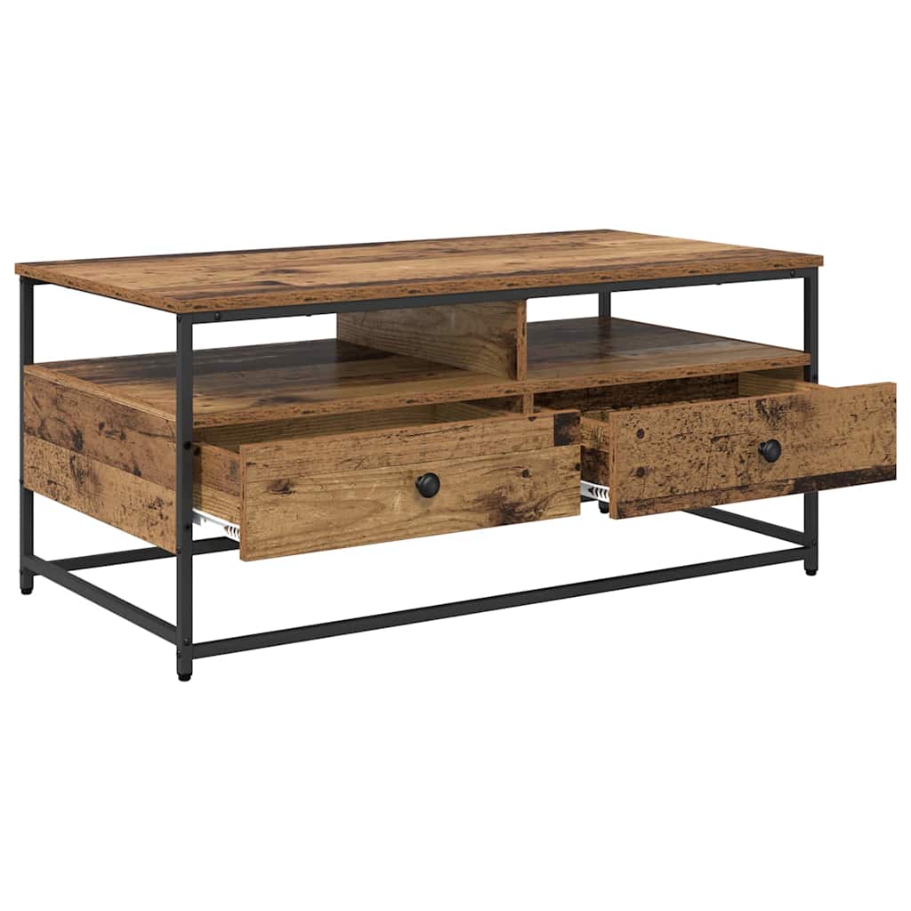 Kaffebord med skuff Gamle tre 100 x 51 x 45 cm Konstruert tre