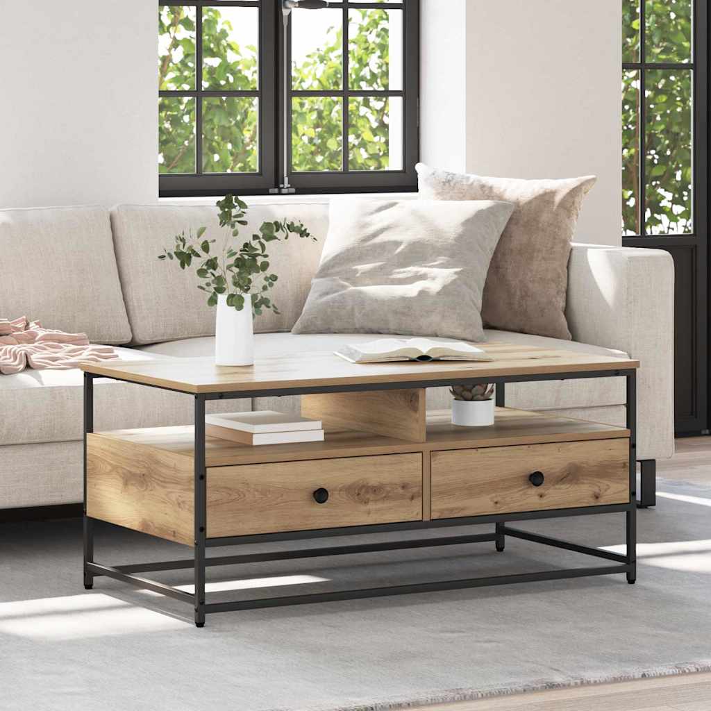 Kaffebord med skuff Artisan Eik 100 x 51 x 45 cm Konstruert tre