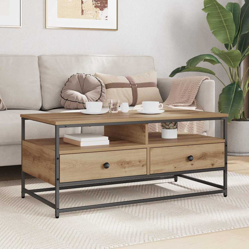 Kaffebord med skuff Artisan Eik 100 x 51 x 45 cm Konstruert tre