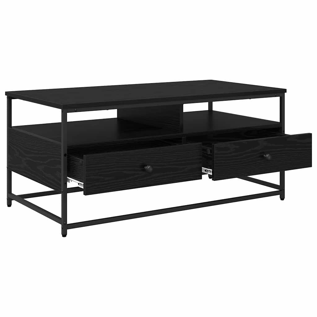 Kaffebord med skuff Svart Eik 100 x 51 x 45 cm Konstruert tre