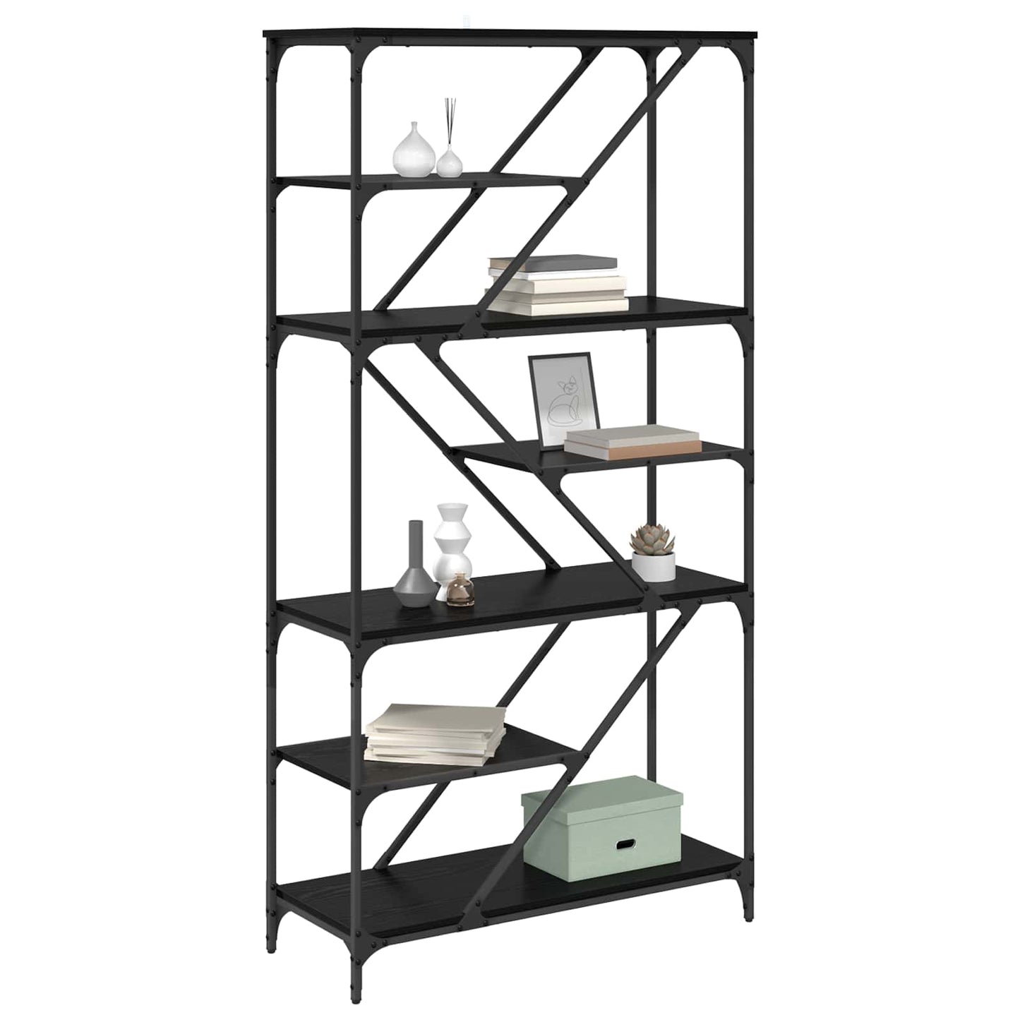 Bokhylle Svart Eik 91 x 36 x 176 cm Konstruert tre