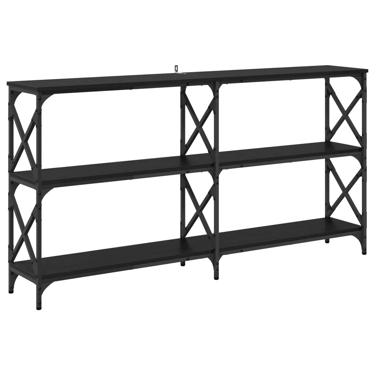 Konsollbord Svart Eik 156 x 28 x 80,5 cm Konstruert tre