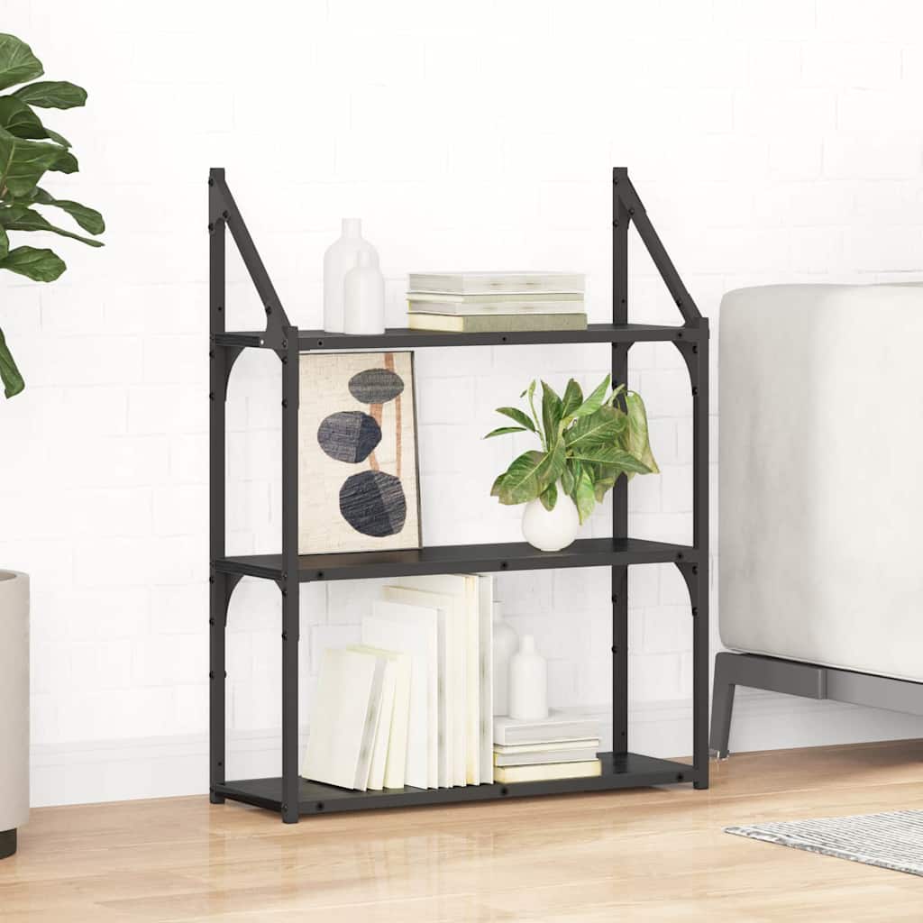 Vegghylle med hylle Svart Eik 60 x 21 x 78,5 cm Konstruert tre