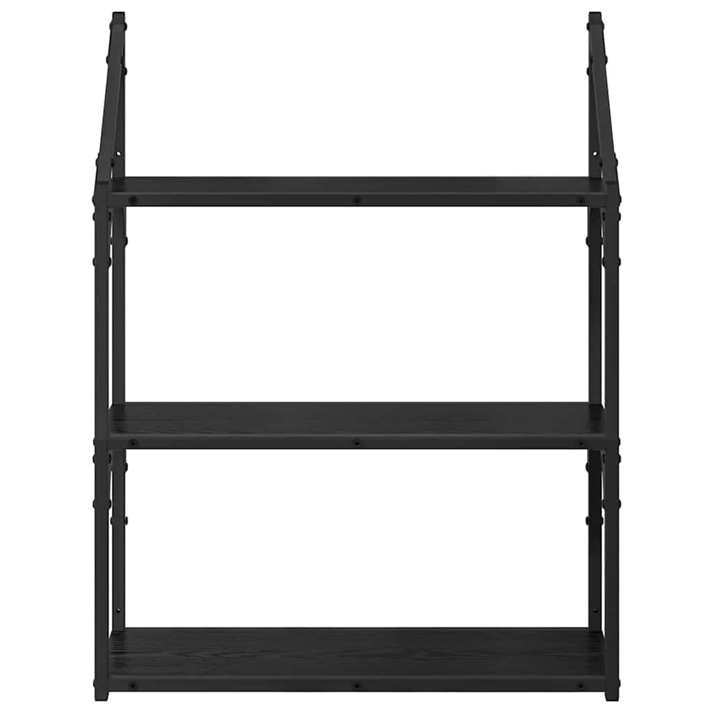 Vegghylle med hylle Svart Eik 60 x 21 x 78,5 cm Konstruert tre