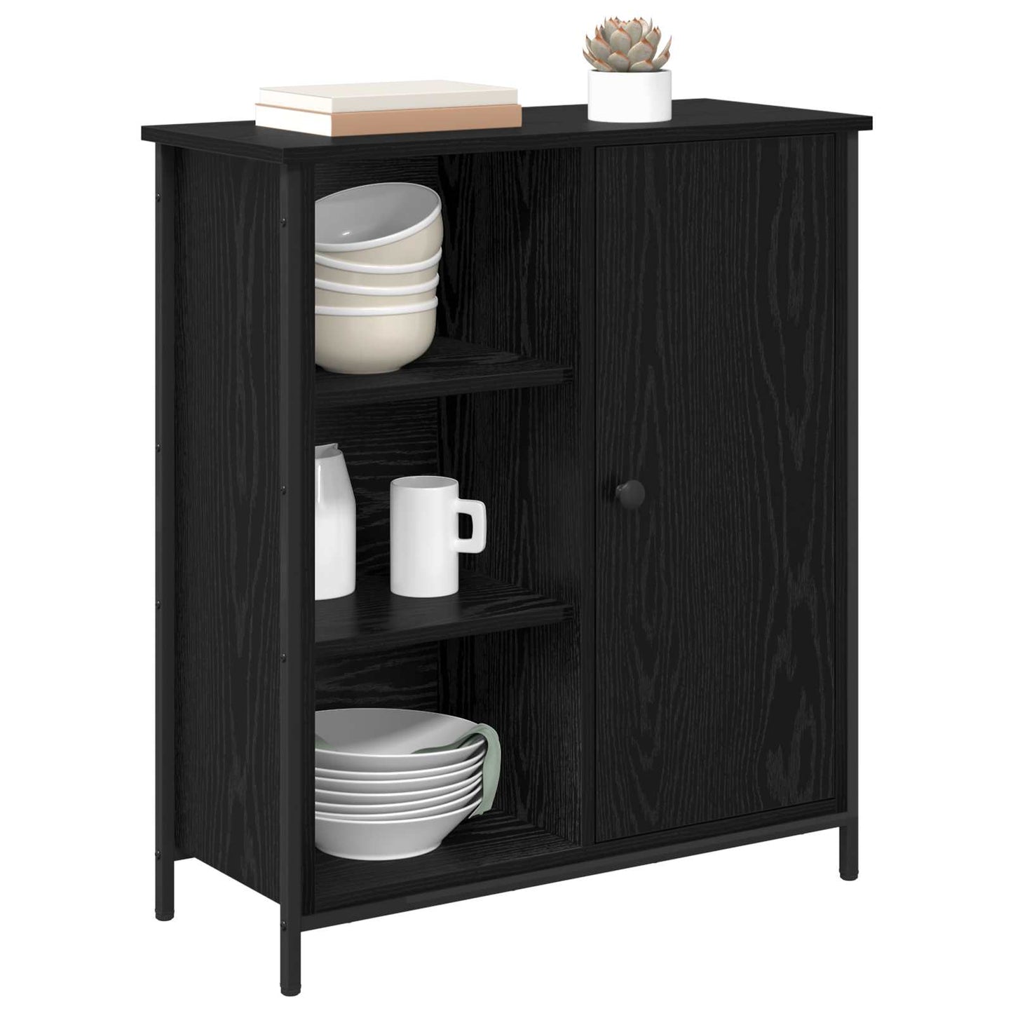 Serviesskap Svart Eik 70 x 30 x 80 cm Konstruert tre