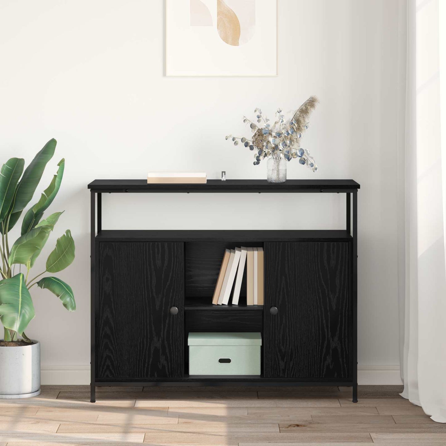 Serviesskap Svart Eik 100 x 35 x 80 cm Konstruert tre