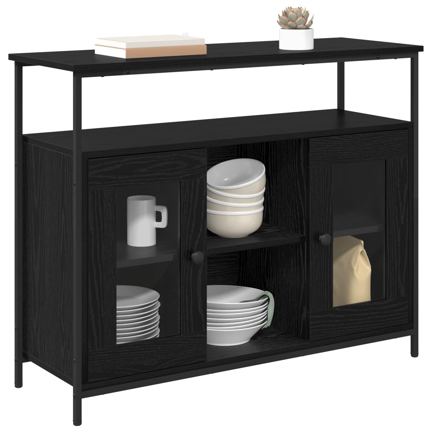 Serviesskap Svart Eik 100 x 35 x 80 cm Konstruert tre