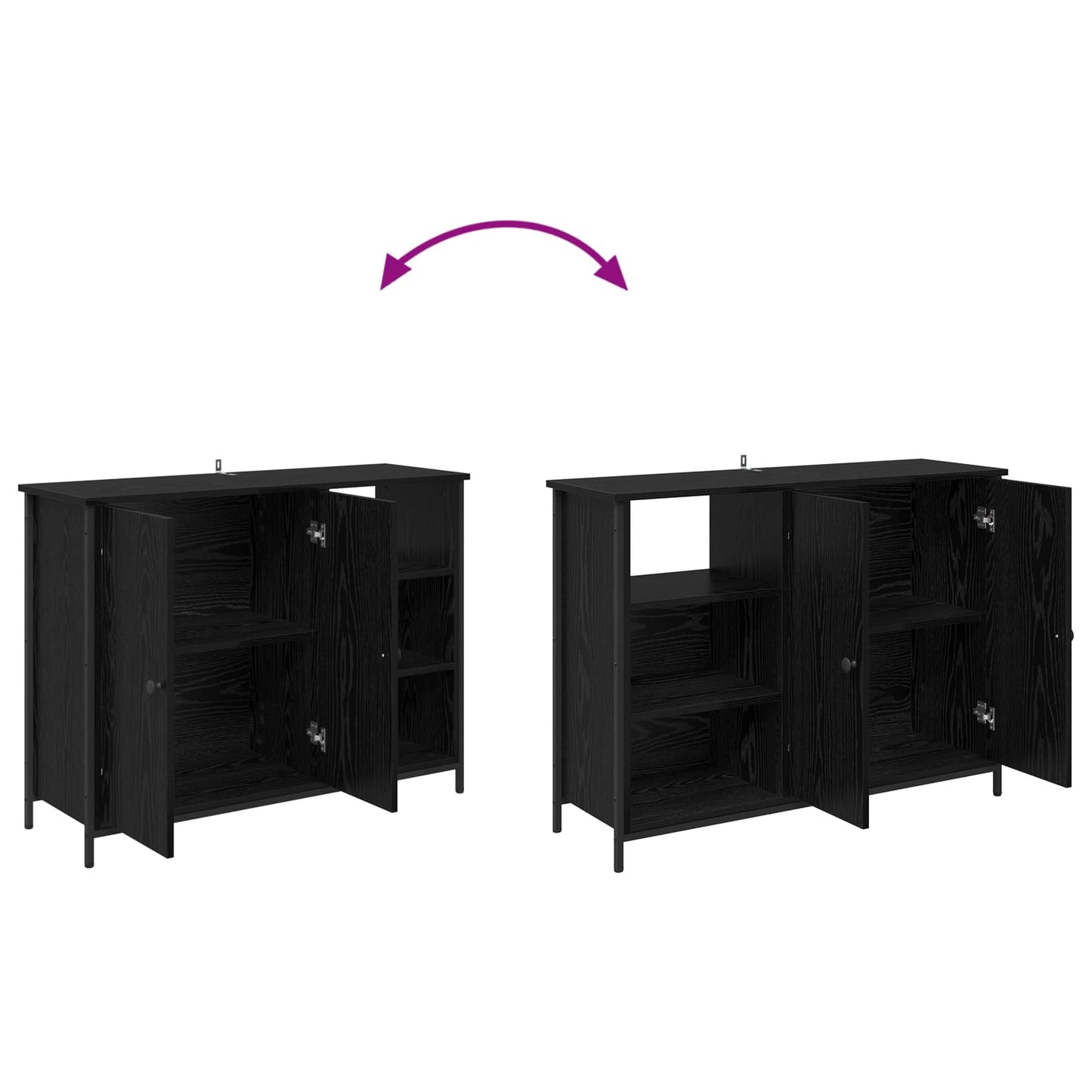 Serviesskap Svart Eik 100 x 33 x 75 cm Konstruert tre