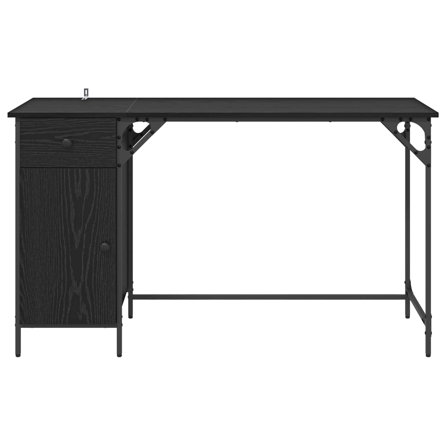 Databord med skuff Svart Eik 131 x 48 x 75 cm Konstruert tre