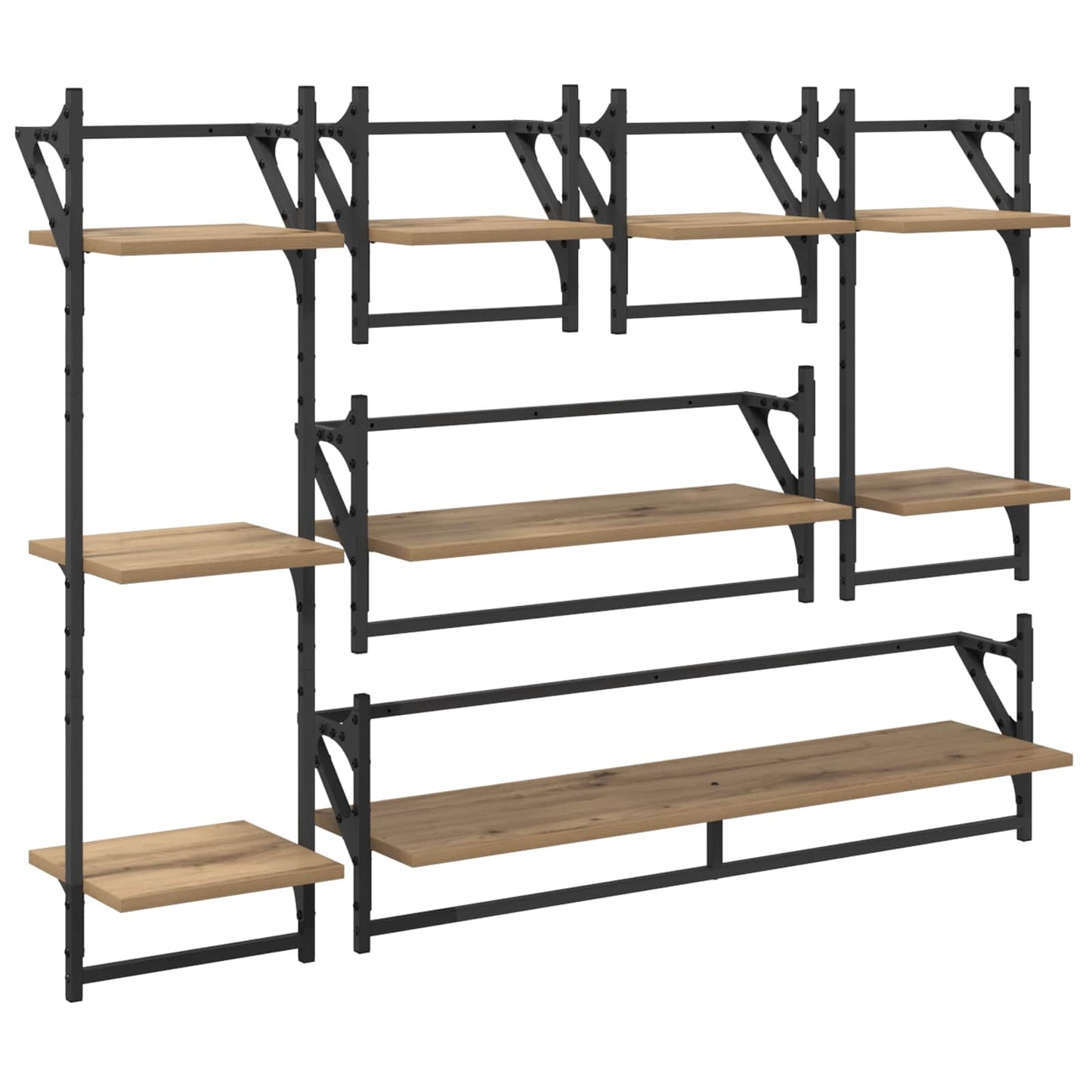 Vegghyllesett 6 pcs Artisan Eik 100 x 25 x 30 cm Konstruert tre