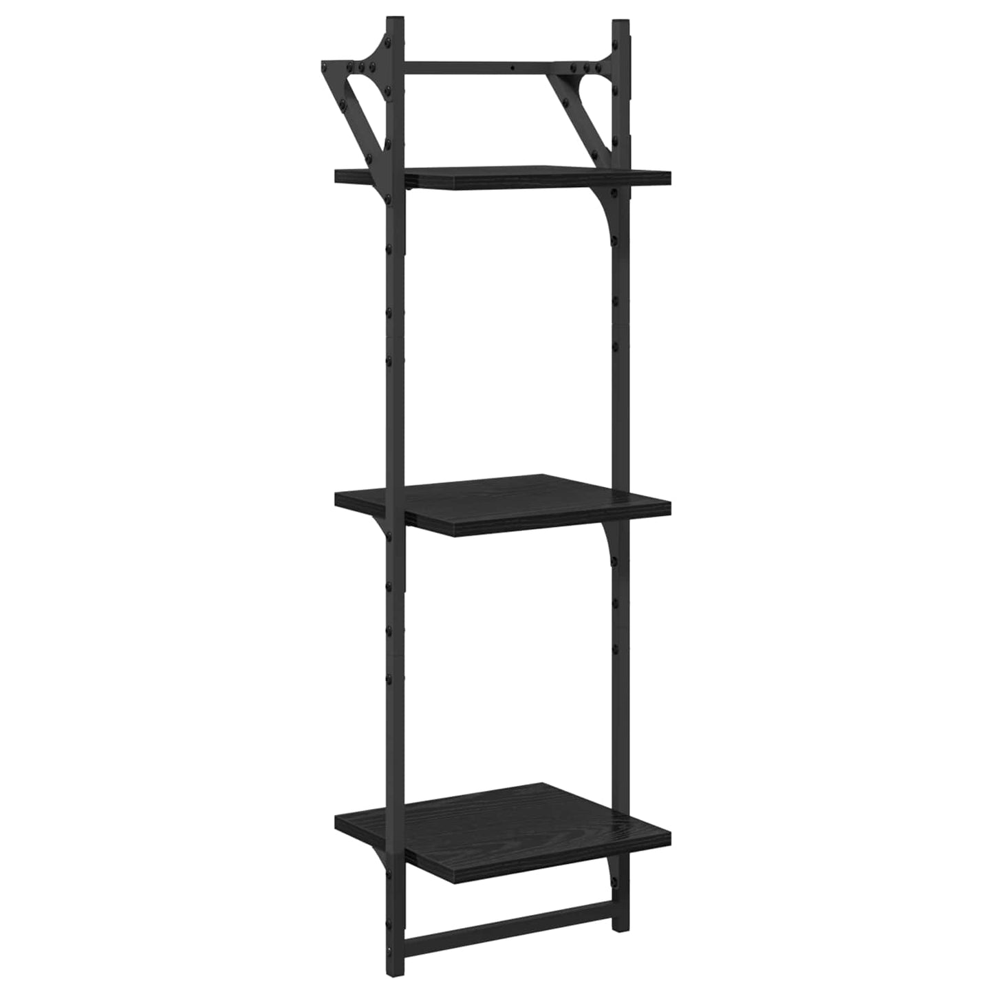Vegghyllesett 6 pcs Svart Eik 100 x 25 x 30 cm Konstruert tre