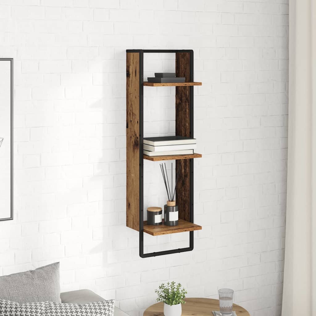 Vegghylle med hylle Gamle tre 30 x 25 x 100 cm Konstruert tre