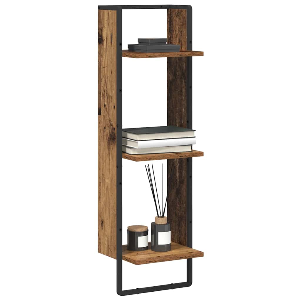 Vegghylle med hylle Gamle tre 30 x 25 x 100 cm Konstruert tre