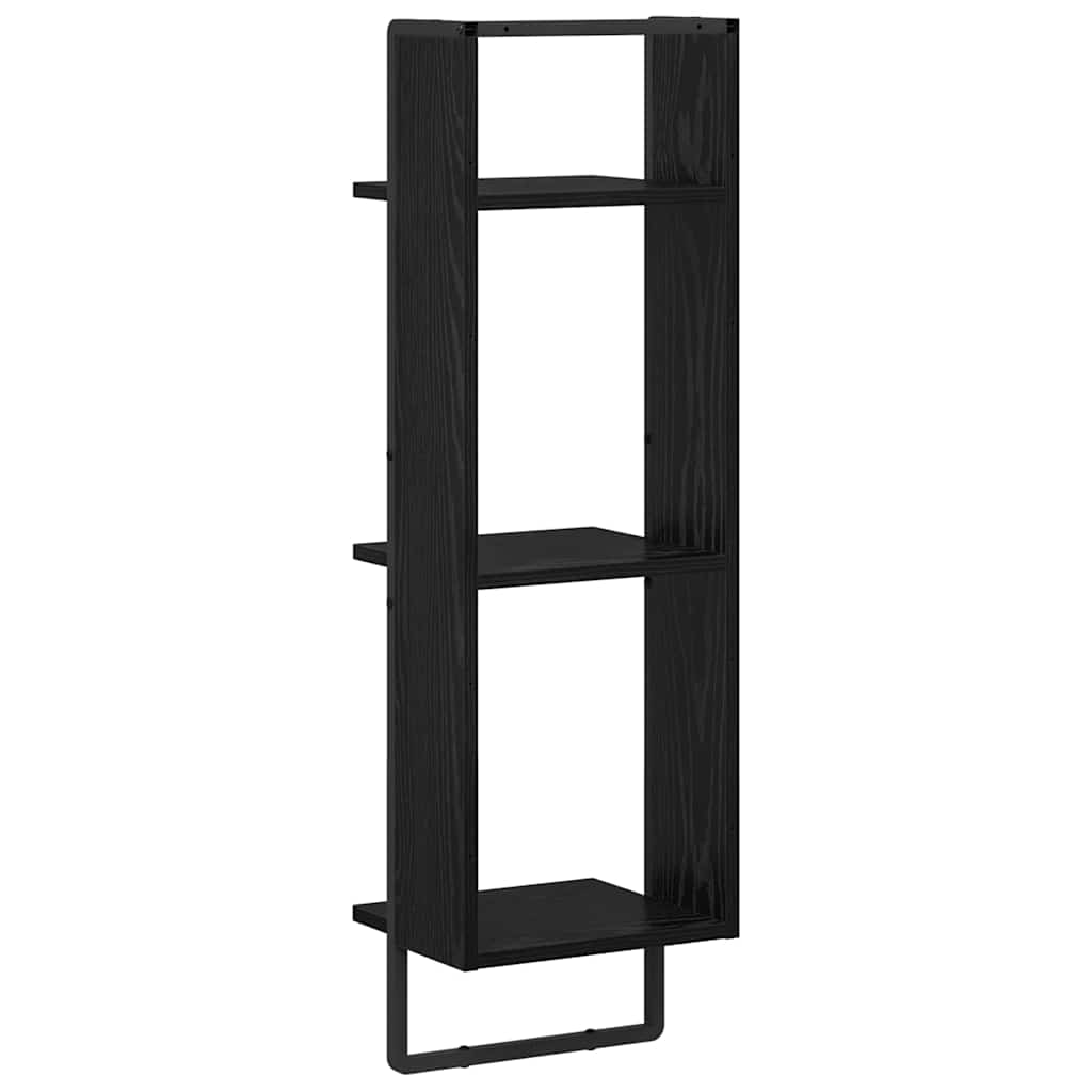 Vegghylle med hylle Svart Eik 30 x 25 x 100 cm Konstruert tre