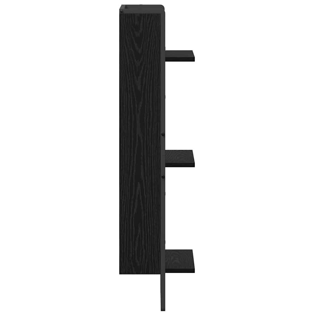 Vegghylle med hylle Svart Eik 30 x 25 x 100 cm Konstruert tre