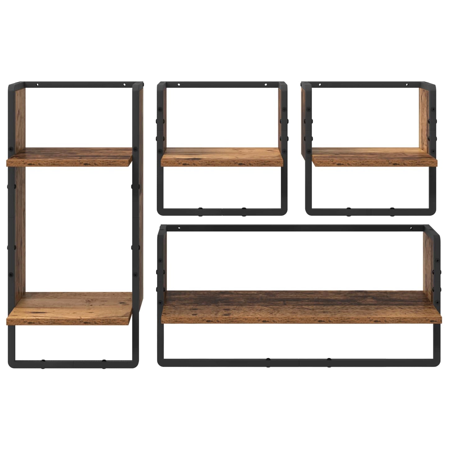Vegghyllesett 4 pcs Gamle tre 65 x 25 x 30 cm Konstruert tre