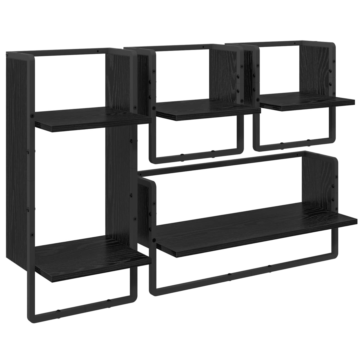 Vegghyllesett 4 pcs Svart Eik 65 x 25 x 30 cm Konstruert tre