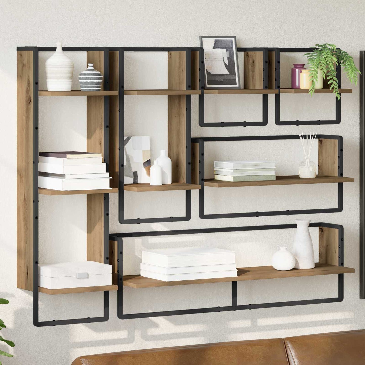 Vegghyllesett Veggmontert 6 pcs Artisan Eik 100 x 25 x 30 cm