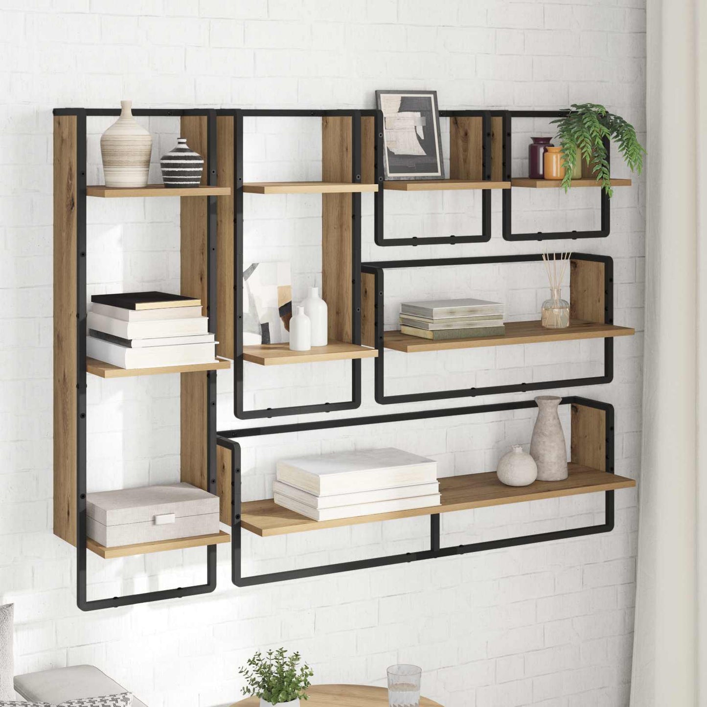 Vegghyllesett Veggmontert 6 pcs Artisan Eik 100 x 25 x 30 cm