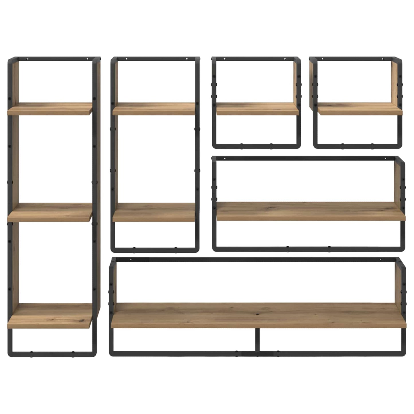 Vegghyllesett Veggmontert 6 pcs Artisan Eik 100 x 25 x 30 cm