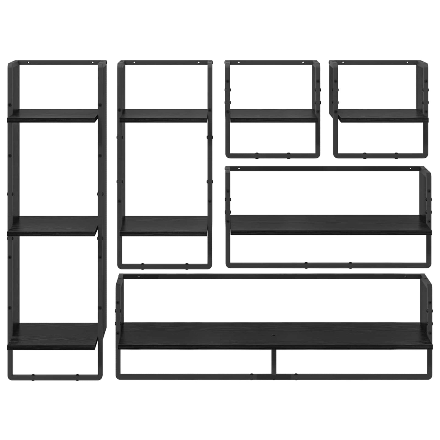 Vegghyllesett 6 pcs Svart Eik 100 x 25 x 30 cm Konstruert tre