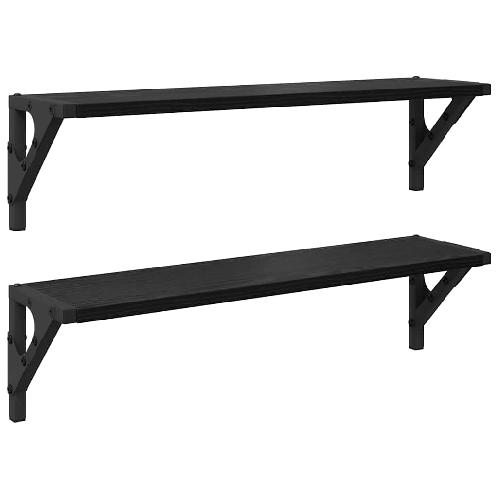 Vegghyller 2 pcs Svart Eik 60 x 15 x 15,5 cm Konstruert tre