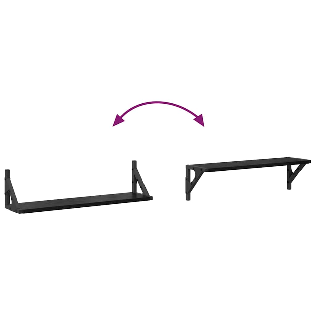 Vegghyller 2 pcs Svart Eik 60 x 15 x 15,5 cm Konstruert tre