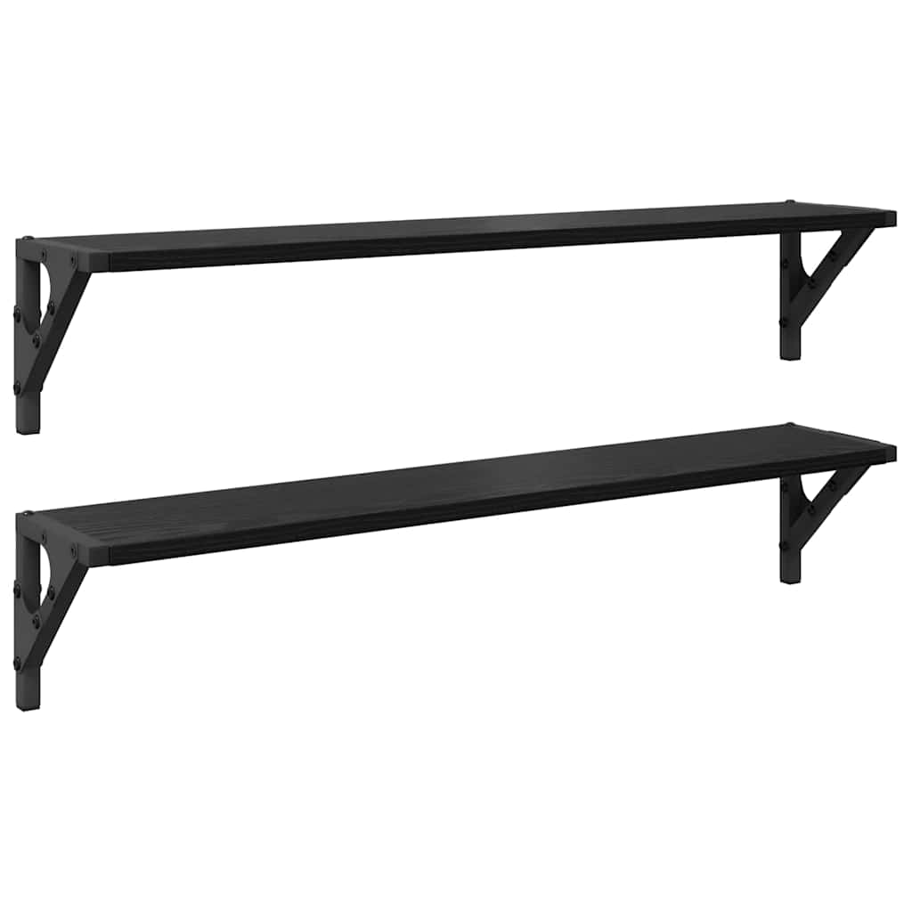 Vegghyller 2 pcs Svart Eik 80 x 15 x 15,5 cm Konstruert tre