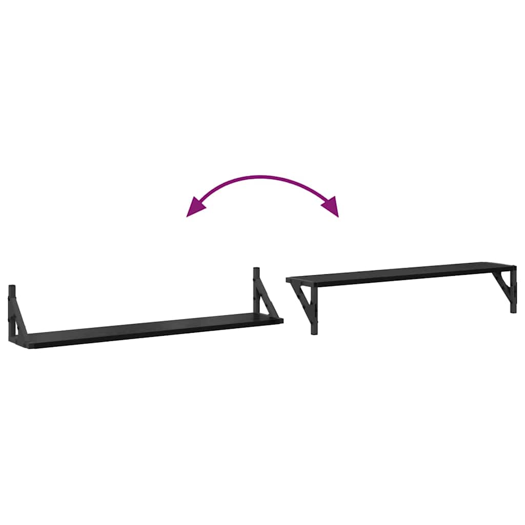 Vegghyller 2 pcs Svart Eik 80 x 15 x 15,5 cm Konstruert tre