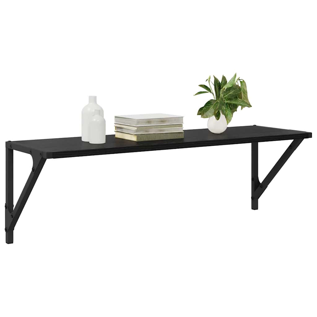 Vegghyller 2 pcs Svart Eik 80 x 25 x 25,5 cm Konstruert tre