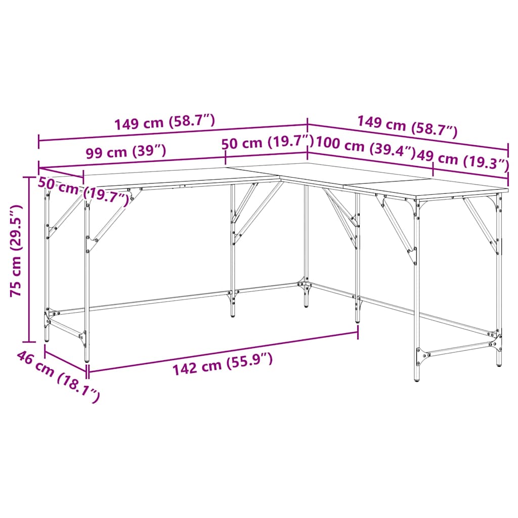 Skrivebord Gamle tre Konstruert tre 149 x 149 x 75 cm
