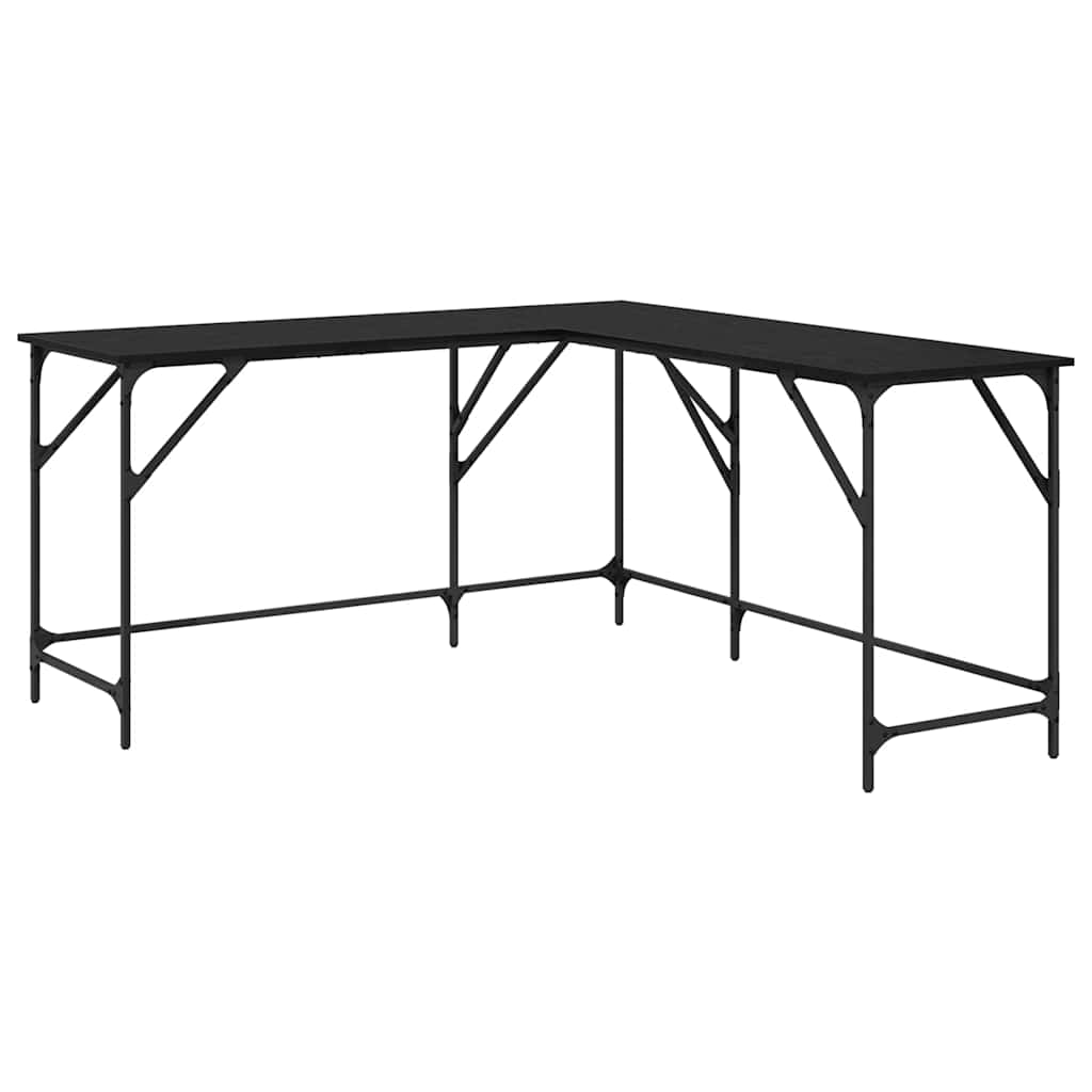 Skrivebord Svart Eik 149 x 149 x 75 cm Konstruert tre