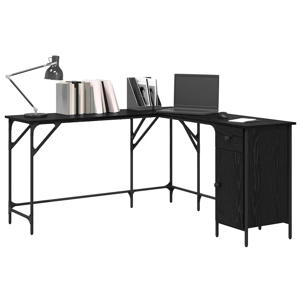 Skrivebord Svart Eik 141 x 141 x 75 cm Konstruert tre