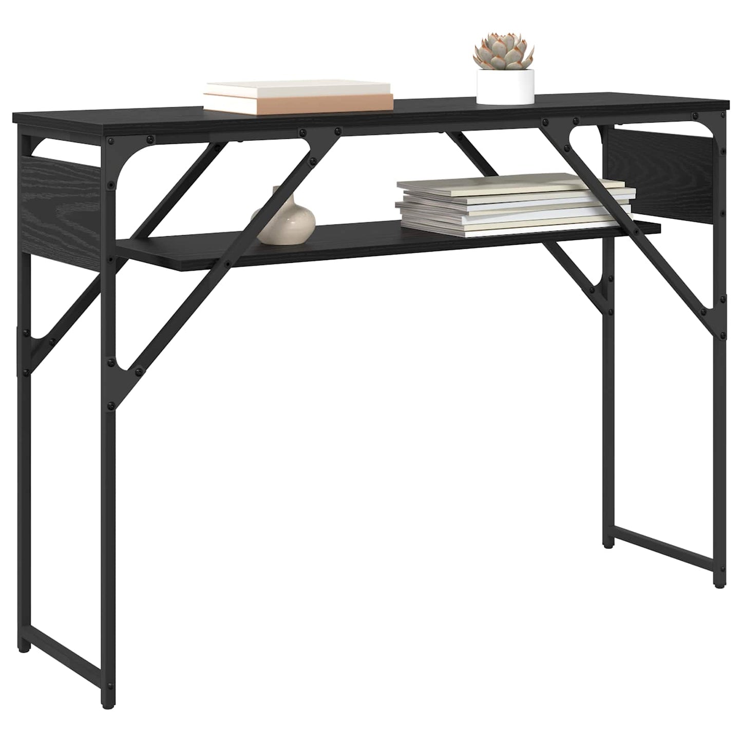 Konsollbord Svart Eik 105x30x75cm Konstruert tre