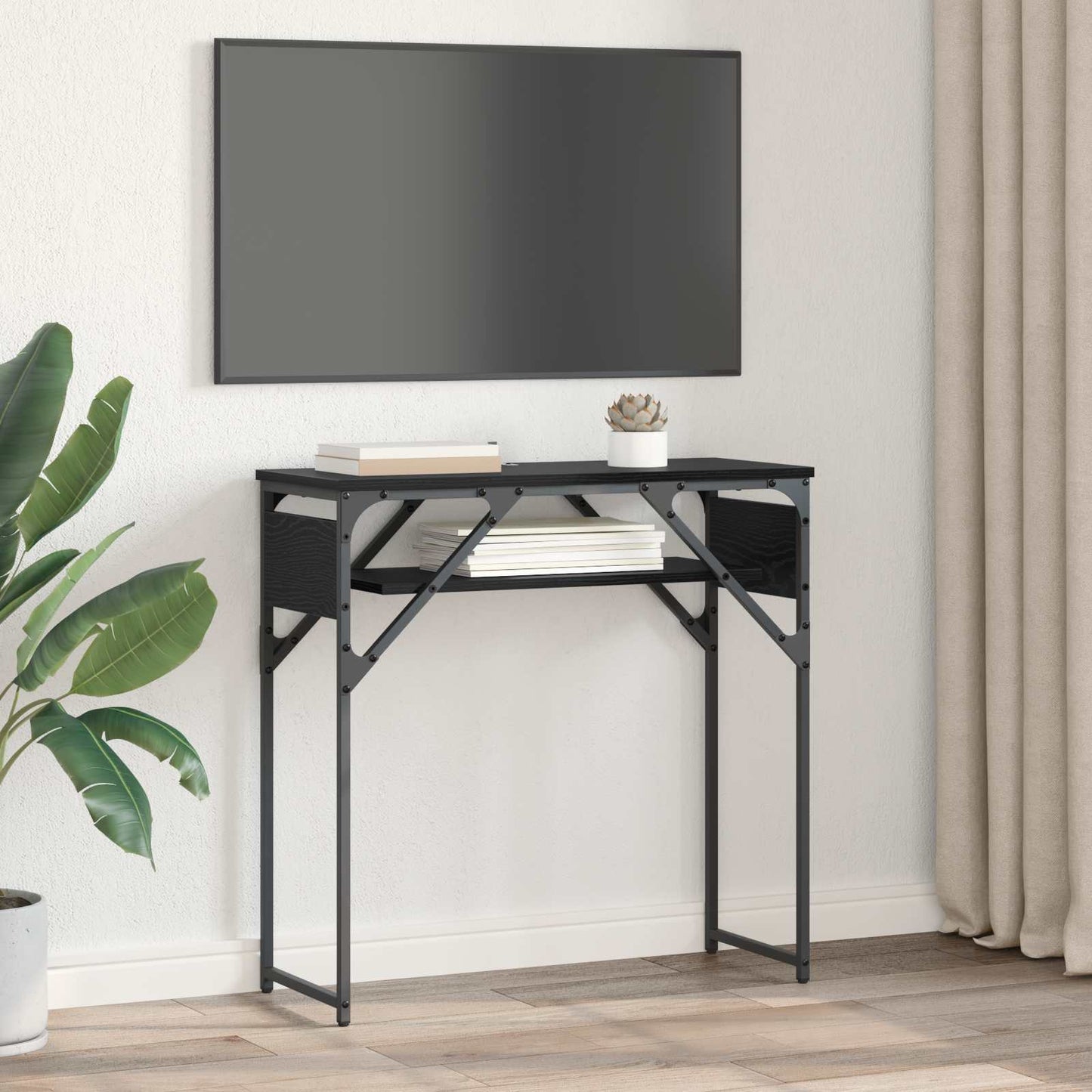 Konsollbord Svart Eik 75x30x75cm Konstruert tre
