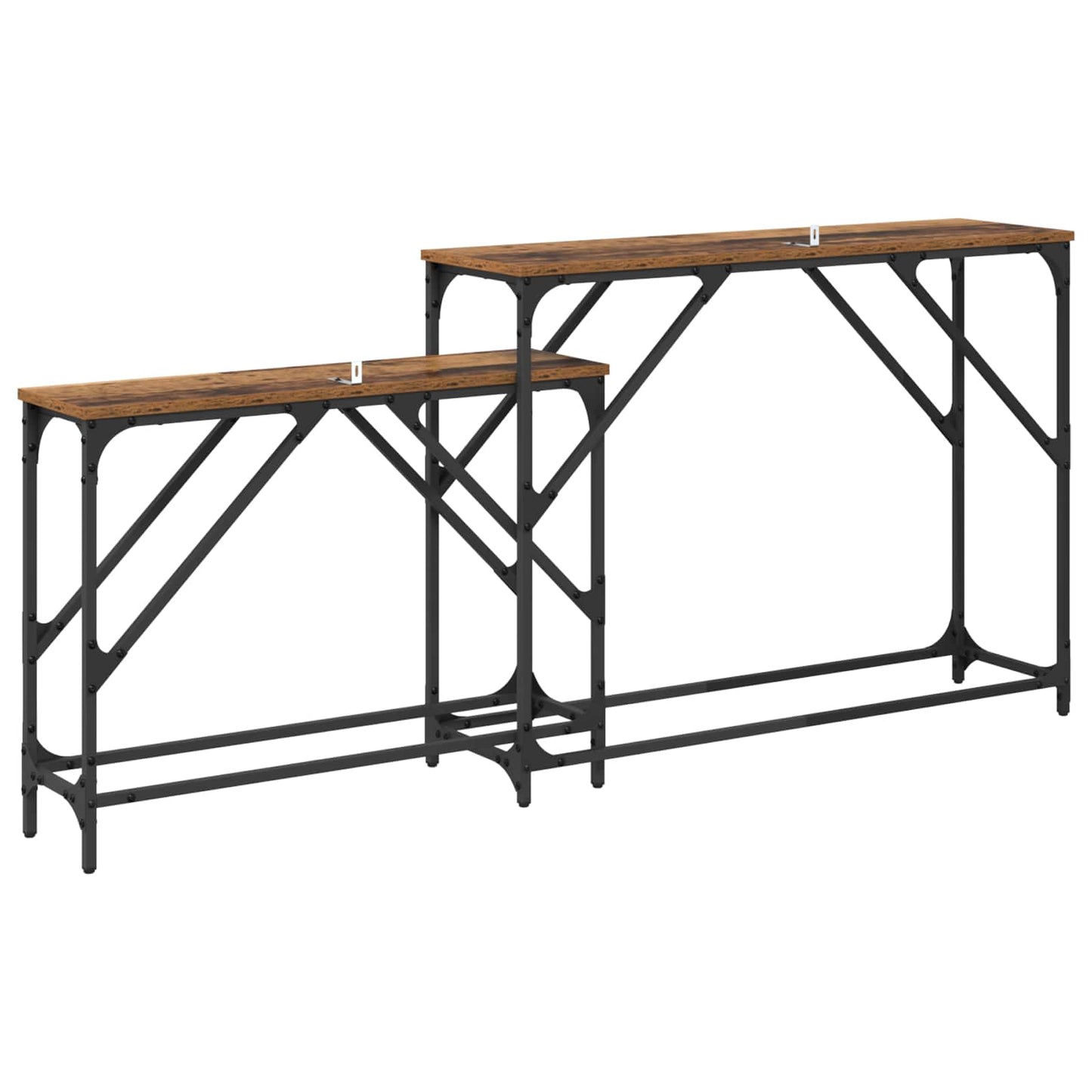 Konsollbord 2 pcs Gamle tre 100 x 28 x 75 cm Konstruert tre