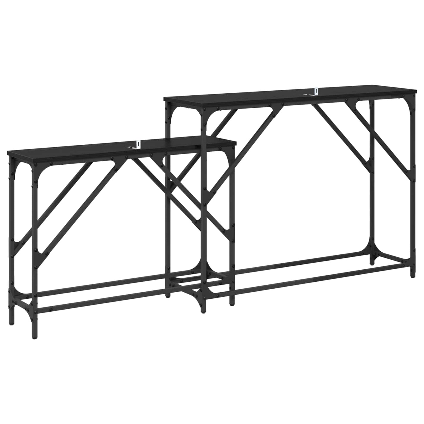 Konsollbord 2 pcs Svart Eik 100 x 28 x 75 cm Konstruert tre