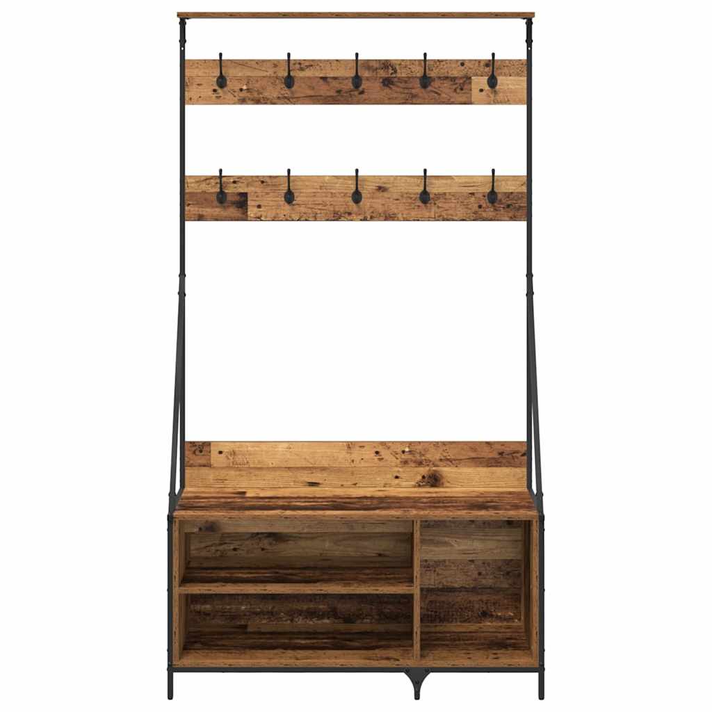 Klesstativ med hylle Gamle tre 100 x 41 x 184 cm Konstruert tre