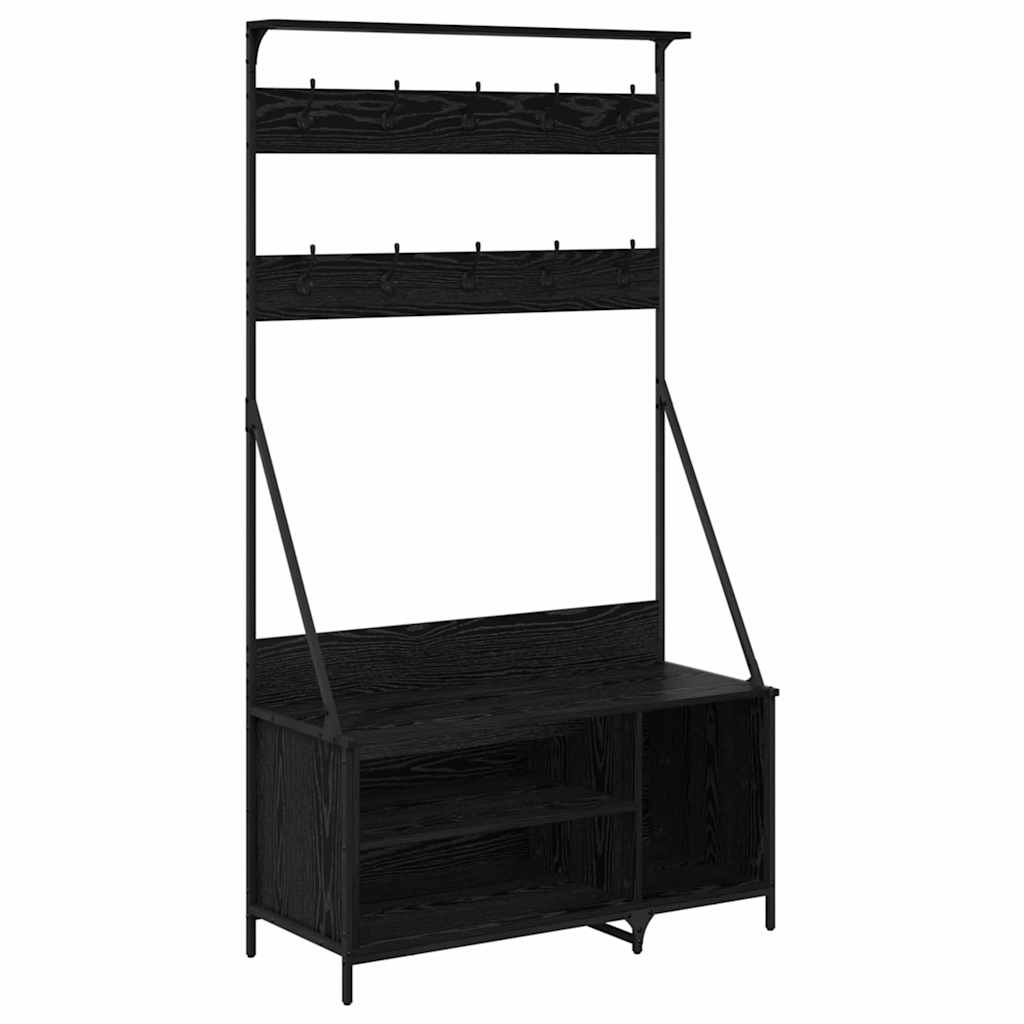 Klesstativ med hylle Svart Eik 100 x 41 x 184 cm Konstruert tre